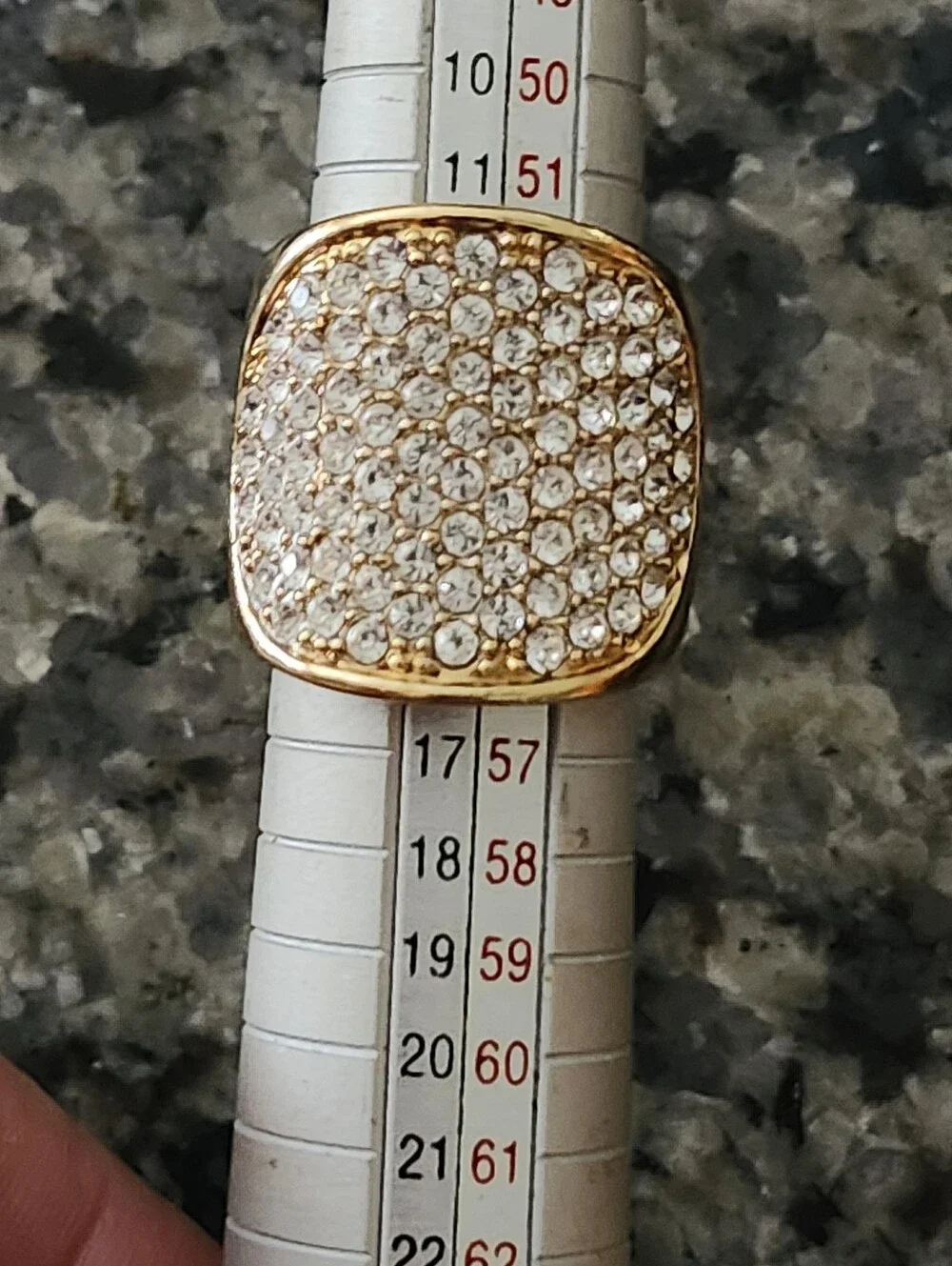 Nolan Miller Gold Tone Pavé Crystal Shield Ring Size 7